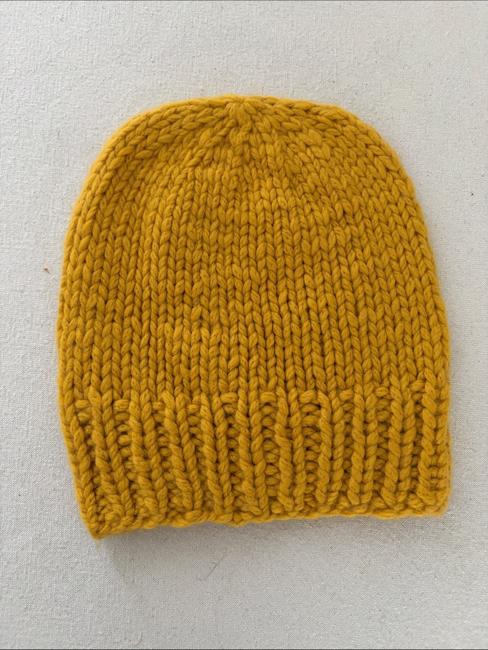 Hand-Knit Mustard Yellow Beanie -Cozy Winter Hat